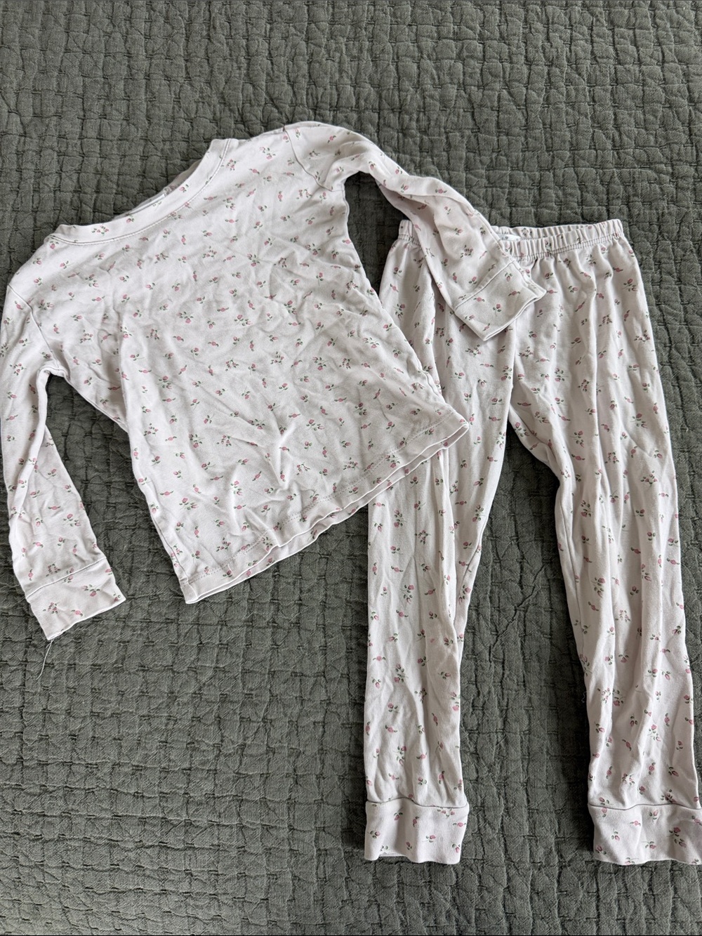 Kissy Kissy Girls Light Pink Floral Long-Sleeve Pajama Set — Soft Two-Piece